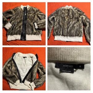 Vertigo Stylish Faux Fur kids junior Jacket - Black and White Size Medium